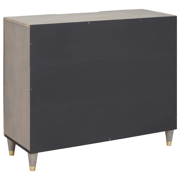 Sideboard Grå og Guld 90 x 33.5 x 75 cm Massivt mangotræ