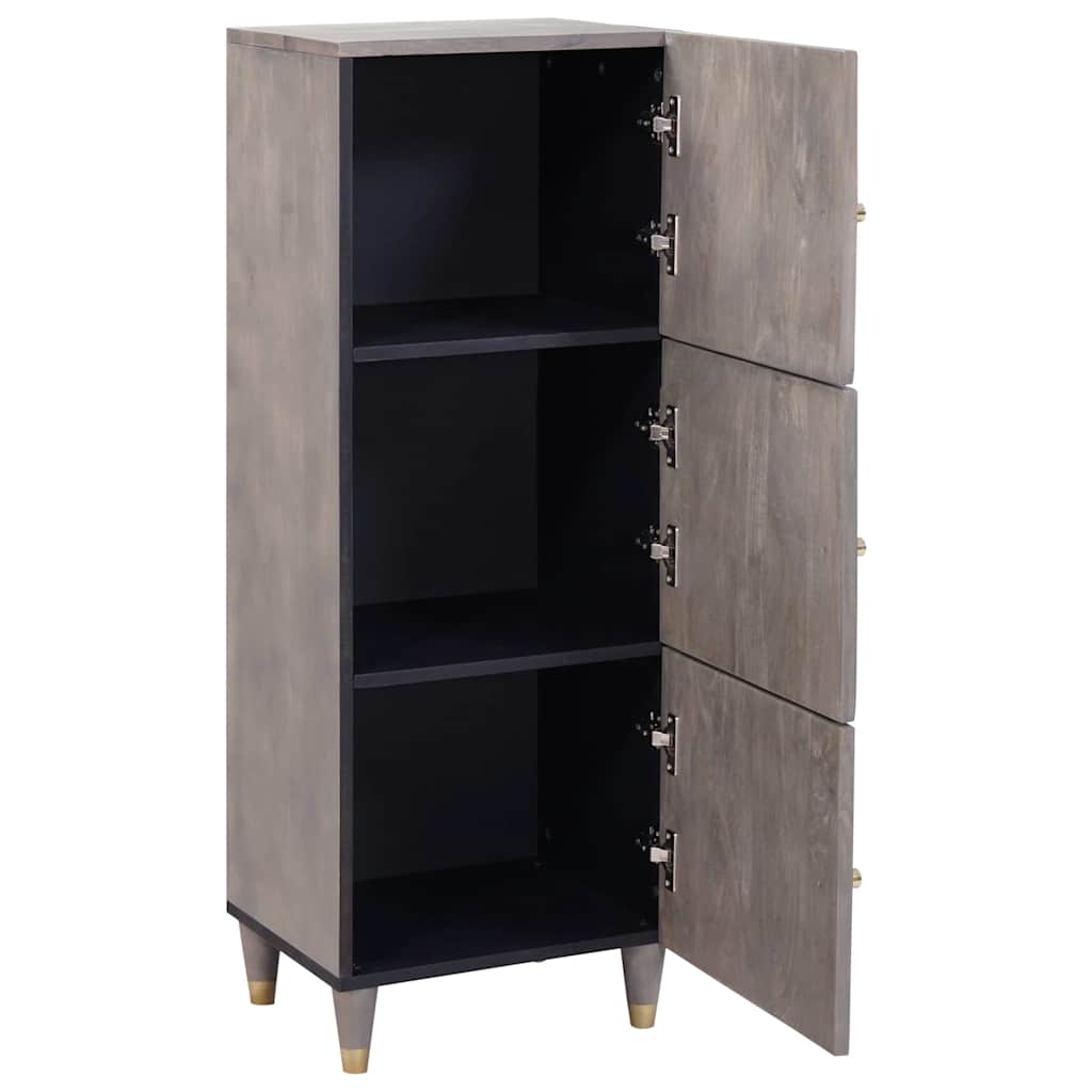 Highboard Grå og Guld 40 x 33.5 x 110 cm Massivt mangotræ