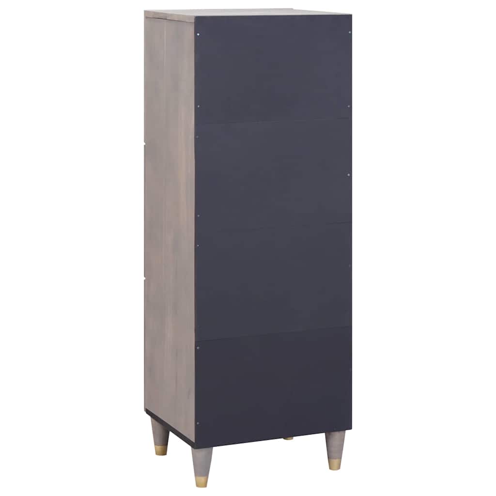 Highboard Grå og Guld 40 x 33.5 x 110 cm Massivt mangotræ