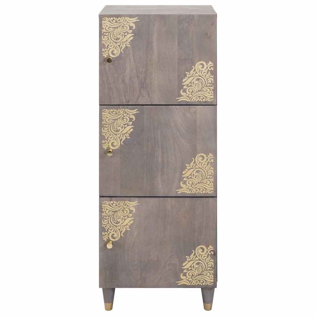 Highboard Grå og Guld 40 x 33.5 x 110 cm Massivt mangotræ