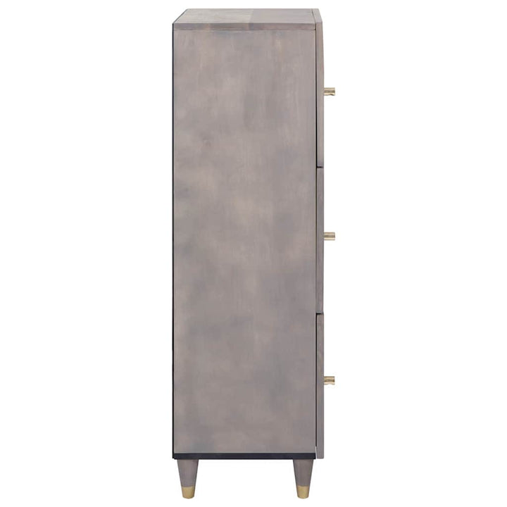 Highboard Grå og Guld 40 x 33.5 x 110 cm Massivt mangotræ