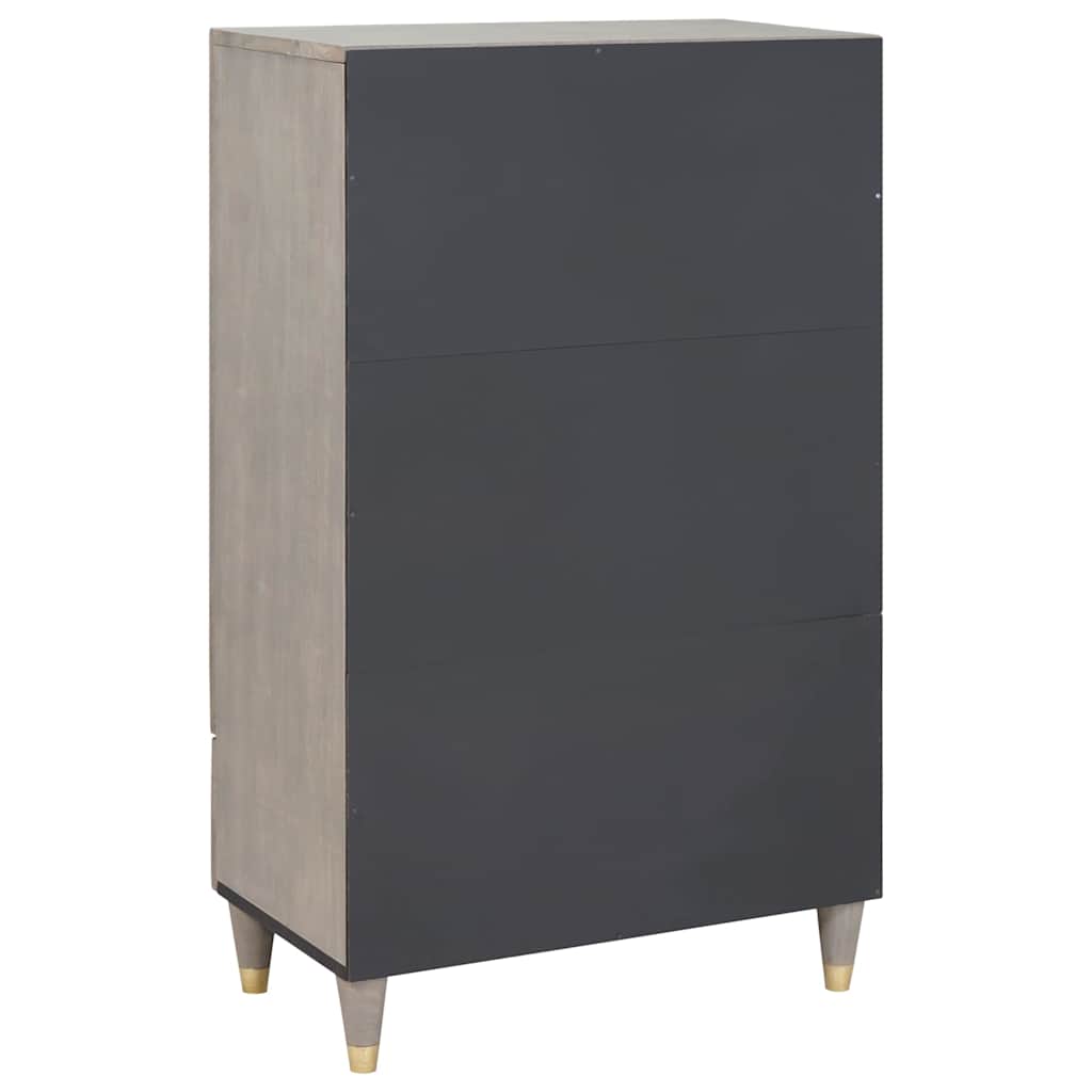 Highboard Grå og Guld 60 x 33,5 x 100 cm Massivt mangotræ