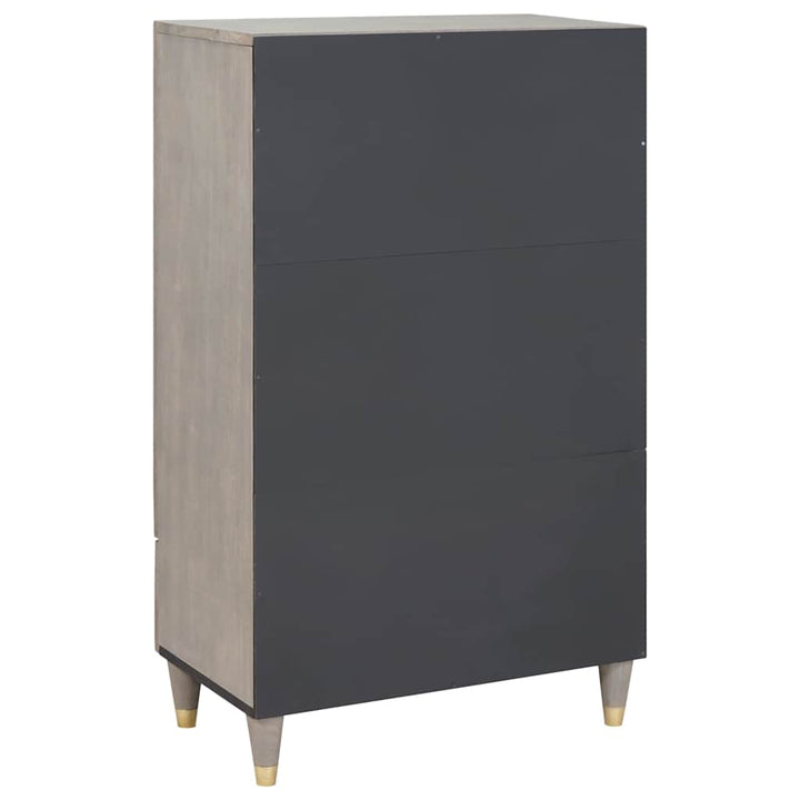 Highboard Grå og Guld 60 x 33,5 x 100 cm Massivt mangotræ