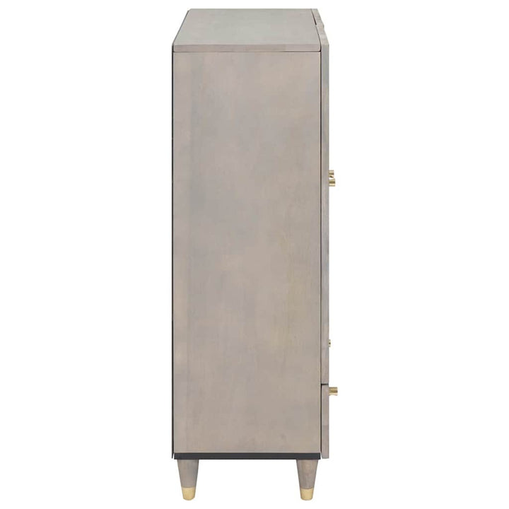 Highboard Grå og Guld 60 x 33,5 x 100 cm Massivt mangotræ