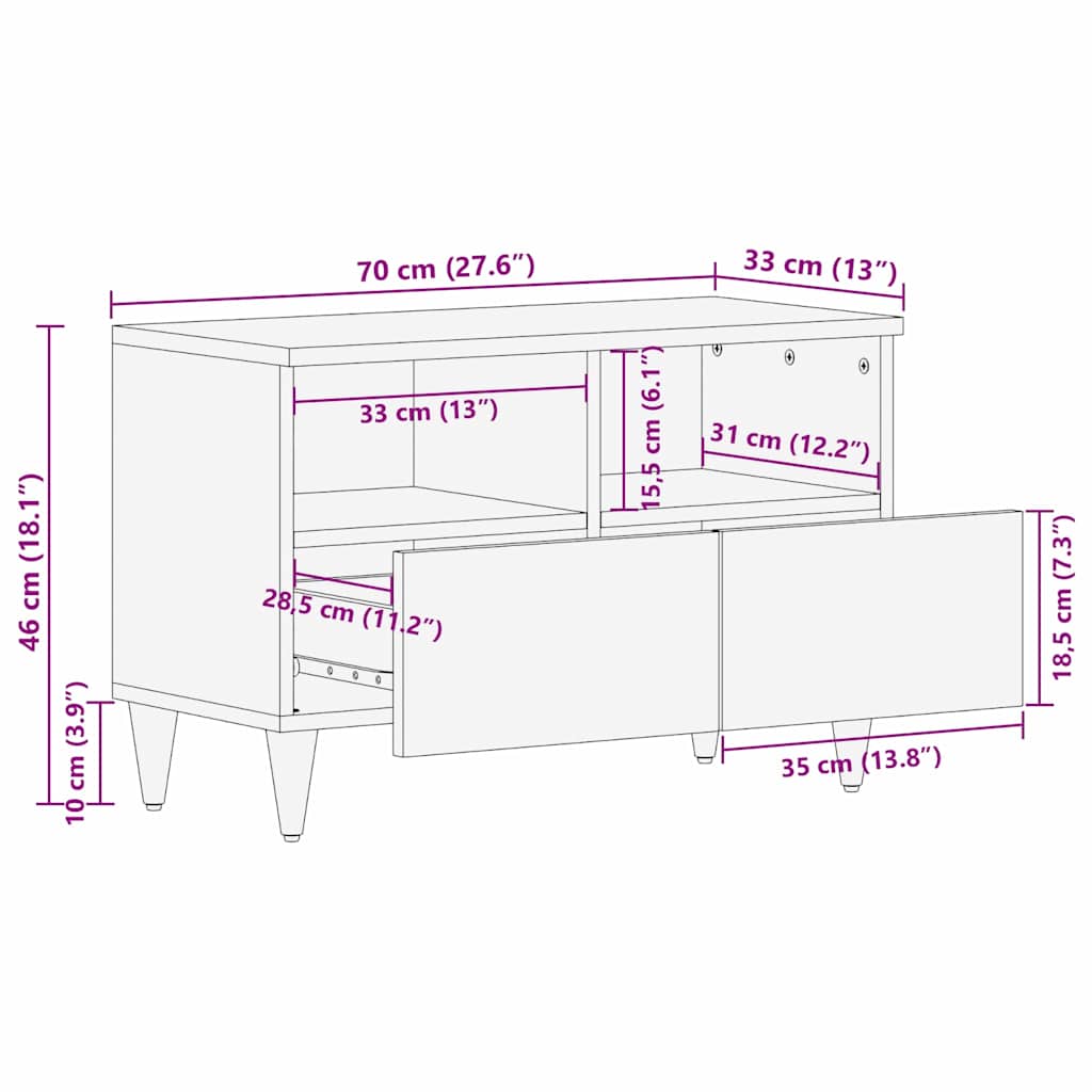 Medieopbevaringsskabe & -reoler Brun 70 x 33,5 x 46 cm