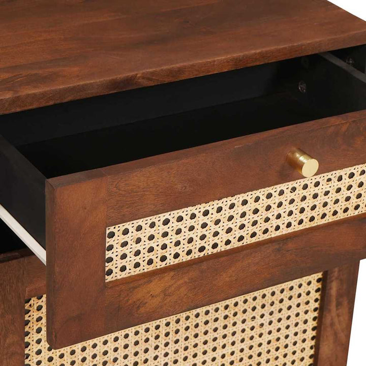 Sengeborde Brun 50 x 33 x 60 cm Rattan og solid mango træ