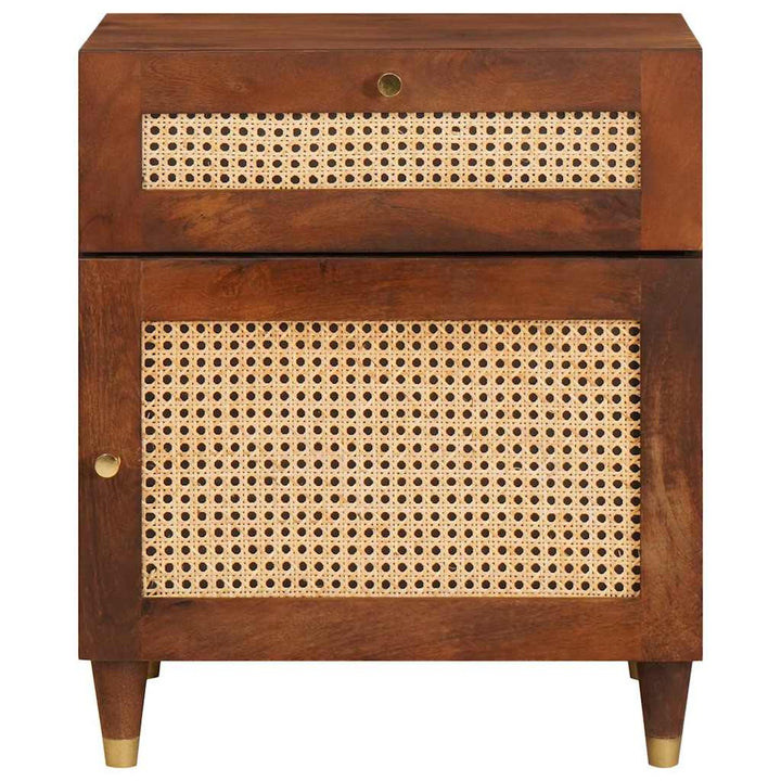 Sengeborde Brun 50 x 33 x 60 cm Rattan og solid mango træ