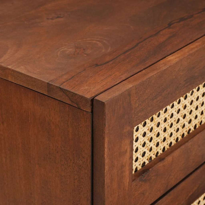Sengeborde Brun 50 x 33 x 60 cm Rattan og solid mango træ