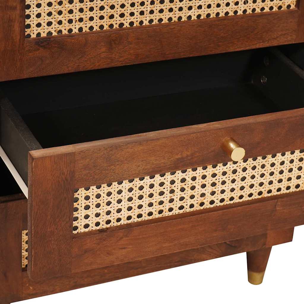 Sengeborde Brun 50 x 33 x 60 cm Rattan og solid mango træ