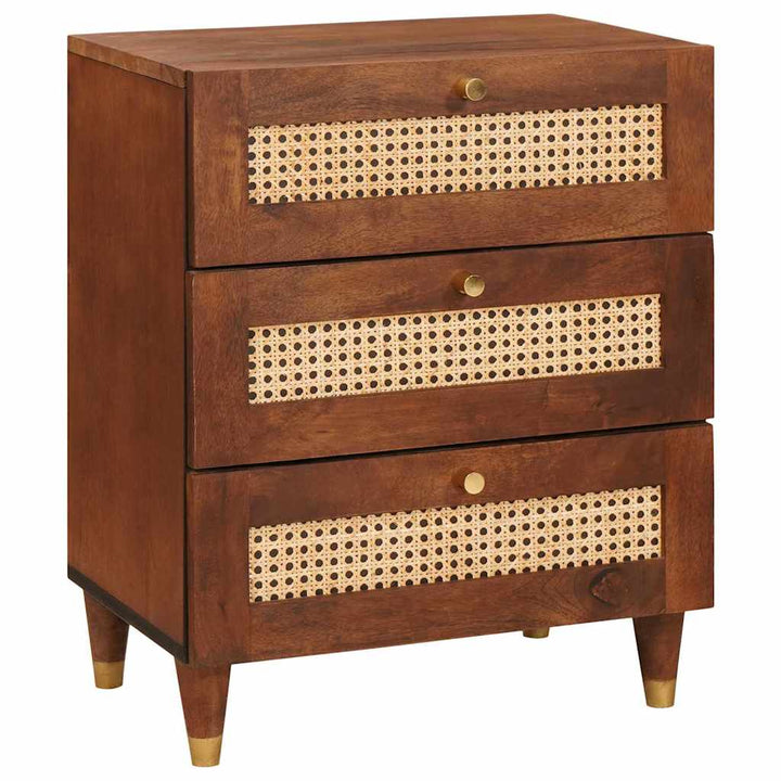 Sengeborde Brun 50 x 33 x 60 cm Rattan og solid mango træ