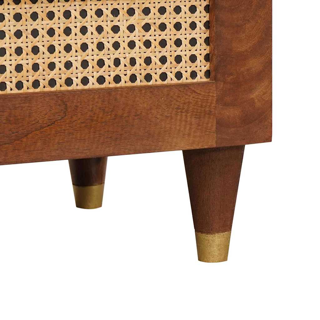 Sengeborde Brun 50 x 33 x 60 cm Rattan og solid mango træ