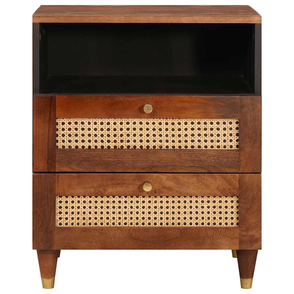 Sengeborde Brun 50 x 33 x 60 cm Rattan og solid mango træ