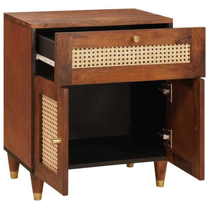 Sengeborde Brun 50 x 33 x 60 cm Rattan og solid mango træ