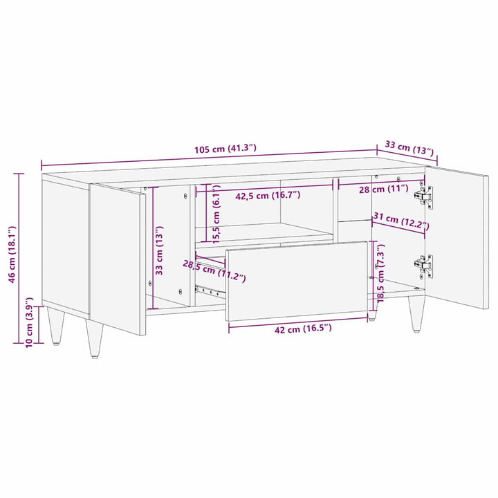 Medieopbevaringsskabe & -reoler med dør Brun 105 x 33.5 x 46 cm