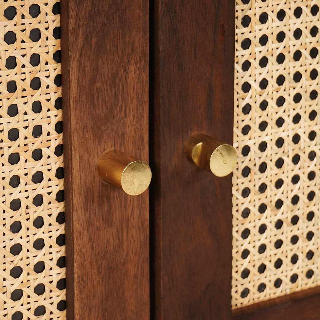 Sideboard Brun 60 x 33.5 x 75 cm Rattan og solid mango træ