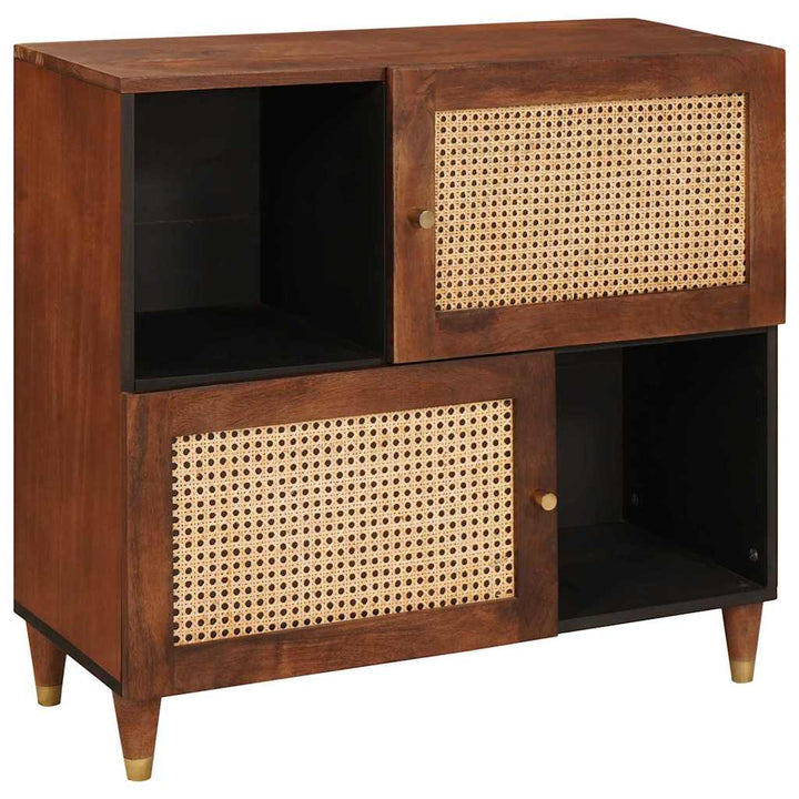 Sideboard Brun 80 x 33.5 x 75 cm Rattan og solid mango træ