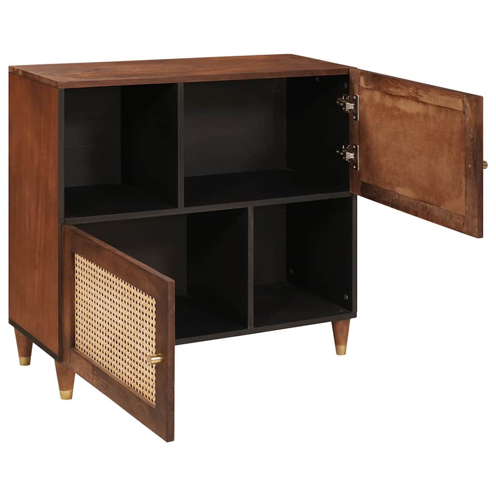 Sideboard Brun 80 x 33.5 x 75 cm Rattan og solid mango træ