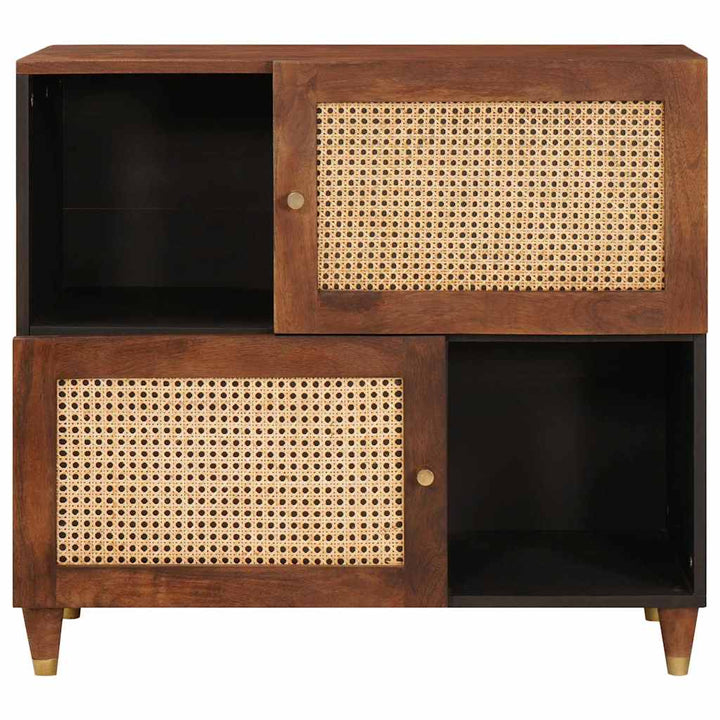 Sideboard Brun 80 x 33.5 x 75 cm Rattan og solid mango træ