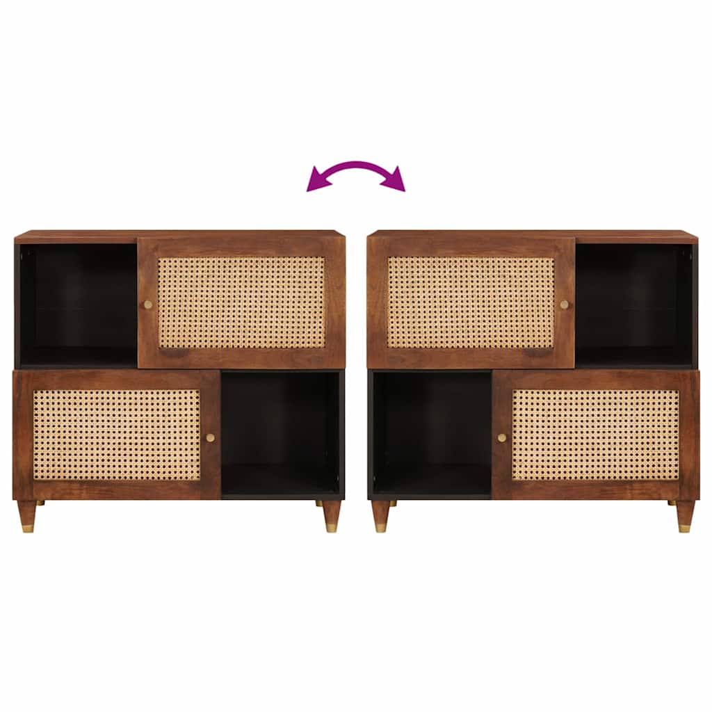 Sideboard Brun 80 x 33.5 x 75 cm Rattan og solid mango træ