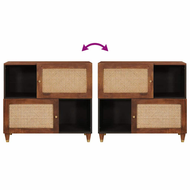 Sideboard Brun 80 x 33.5 x 75 cm Rattan og solid mango træ