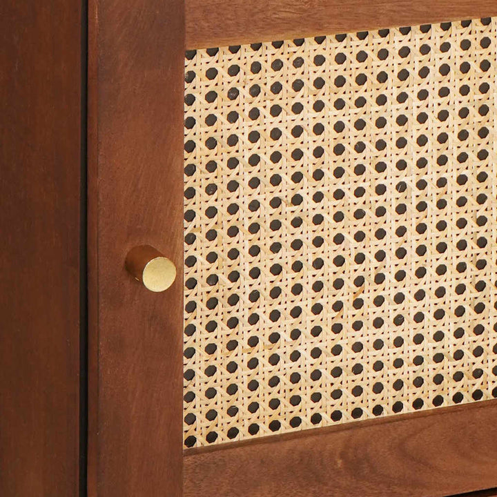 Høj skab Brun 40 x 33.5 x 110 cm Rattan og solid mango træ