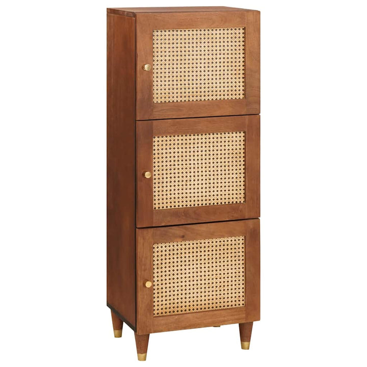 Høj skab Brun 40 x 33.5 x 110 cm Rattan og solid mango træ