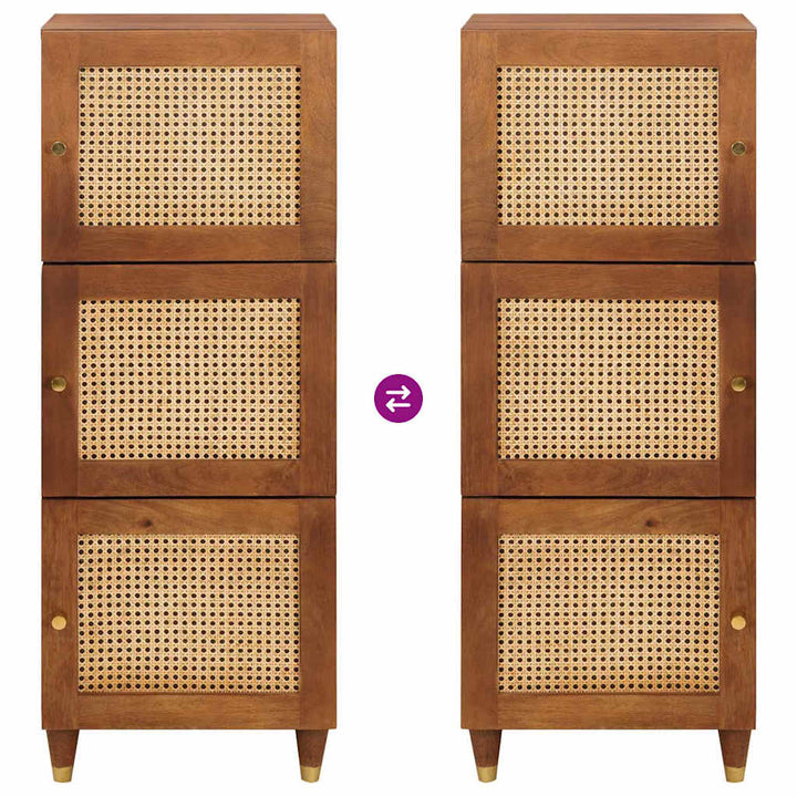Høj skab Brun 40 x 33.5 x 110 cm Rattan og solid mango træ
