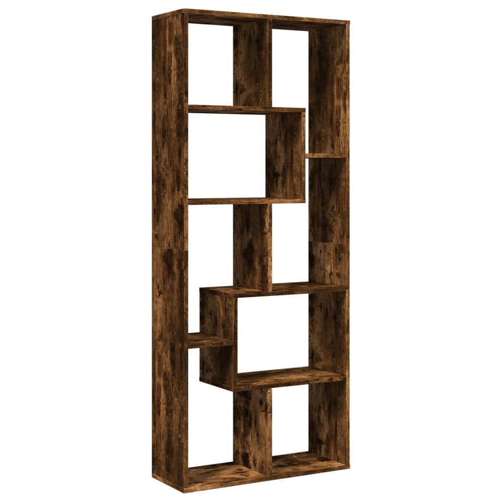 bogreol/rumdeler 67x25x161,5 cm konstrueret træ røget eg