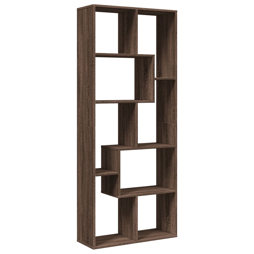 bogreol/rumdeler 67x25x161,5 cm konstrueret træ brun egetræ