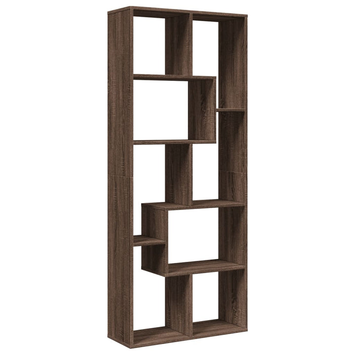 bogreol/rumdeler 67x25x161,5 cm konstrueret træ brun egetræ