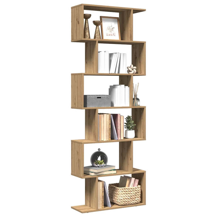 bogreol/rumdeler 70x24x193cm 6 niveauer konstrueret træ kunsteg