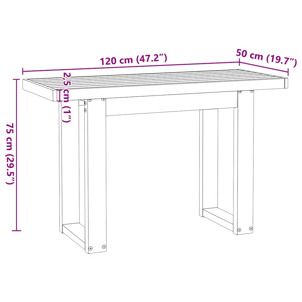 skrivebord NOAIN U-formede ben 120x50x75cm massivt træ fyrretræ