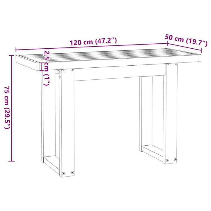 skrivebord NOAIN U-formede ben 120x50x75cm massivt træ fyrretræ