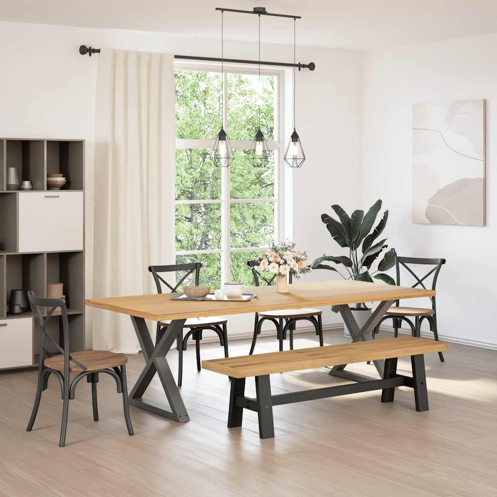 spisebænk NOAIN A-formede ben 180x40x45 cm massivt træ fyrretræ