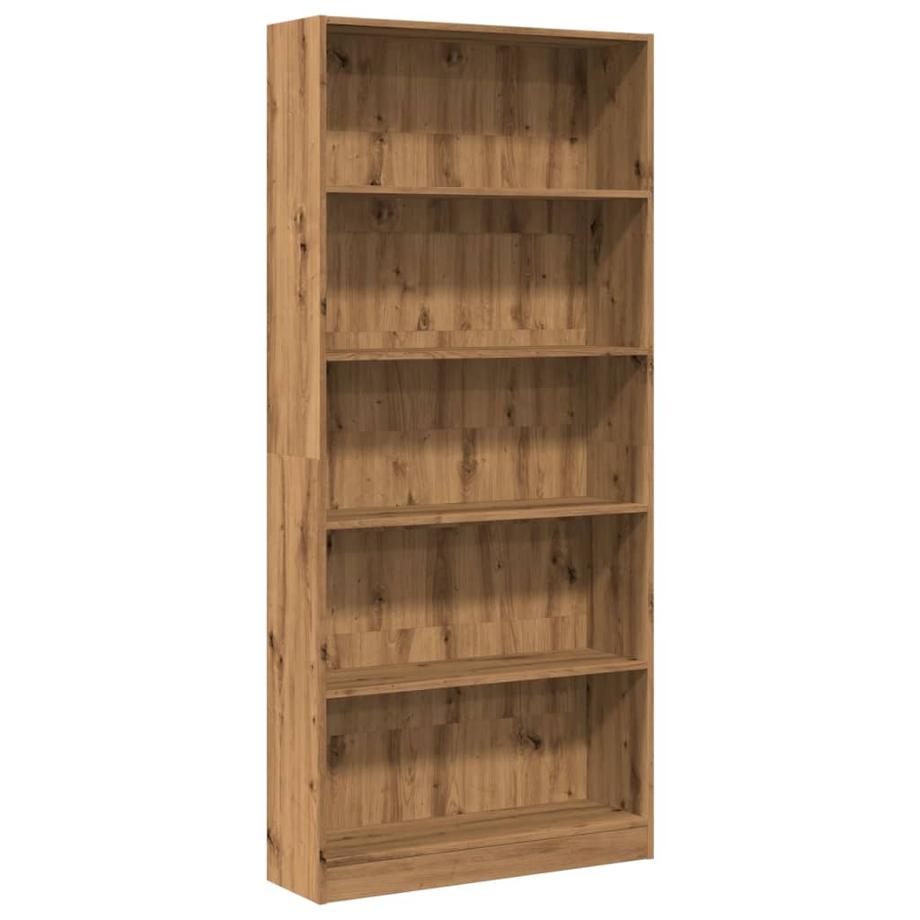 bogreol 80x24x176 cm konstrueret træ egetræsfarve