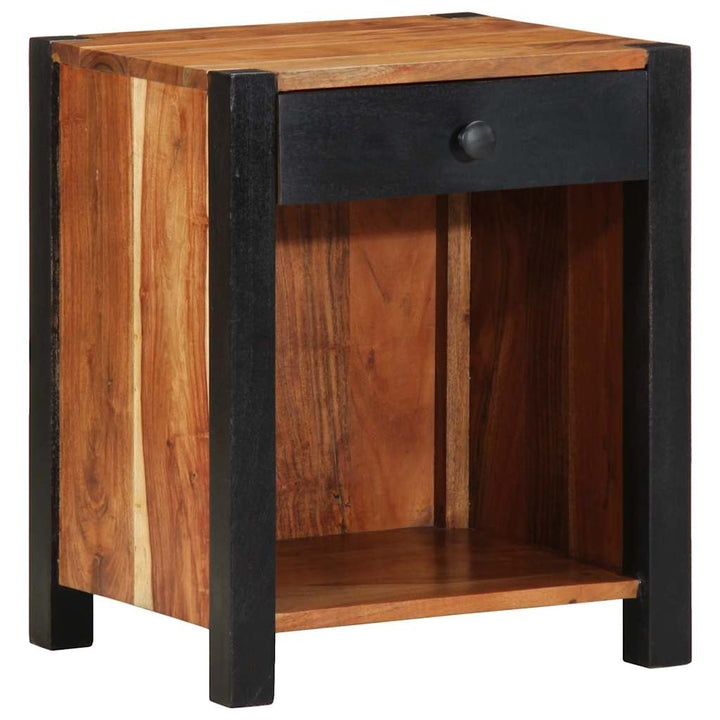 Natskab med skuffe 2 pcs Brun 40 x 35 x 50 cm Massivt akacietræ