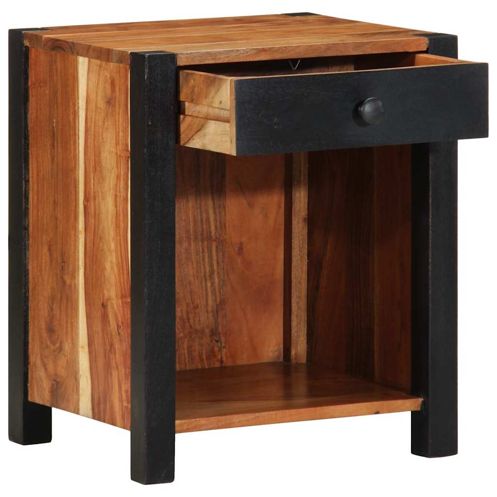Natskab med skuffe 2 pcs Brun 40 x 35 x 50 cm Massivt akacietræ