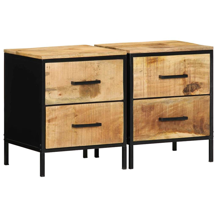 Natskab 2 pcs Brun og sort 40 x 35 x 50 cm Massivt mangotræ