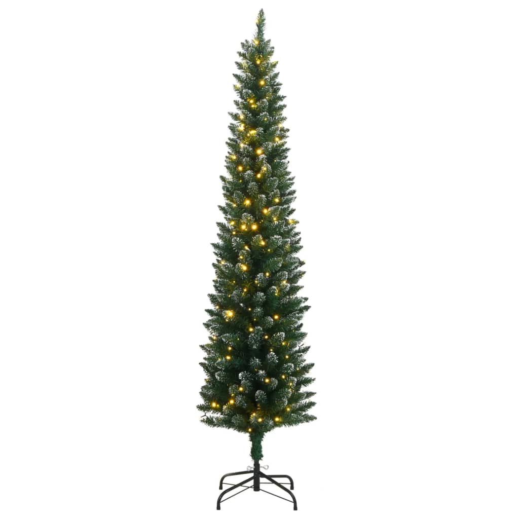 kunstigt smalt juletræ med 300 LED-lys 240 cm
