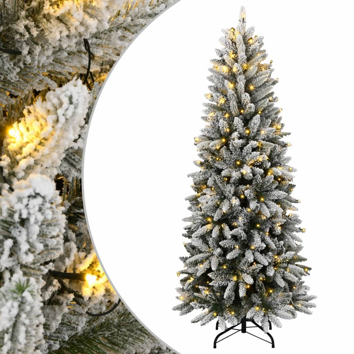 kunstigt juletræ med 300 LED'er og sne 180 cm