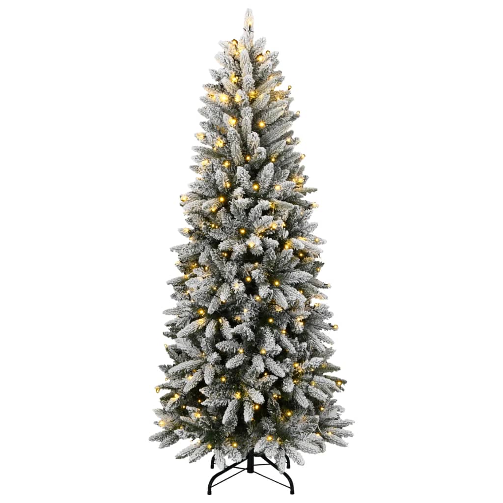 kunstigt juletræ med 300 LED'er og sne 180 cm