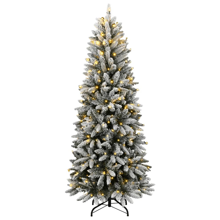 kunstigt juletræ med 300 LED'er og sne 210 cm