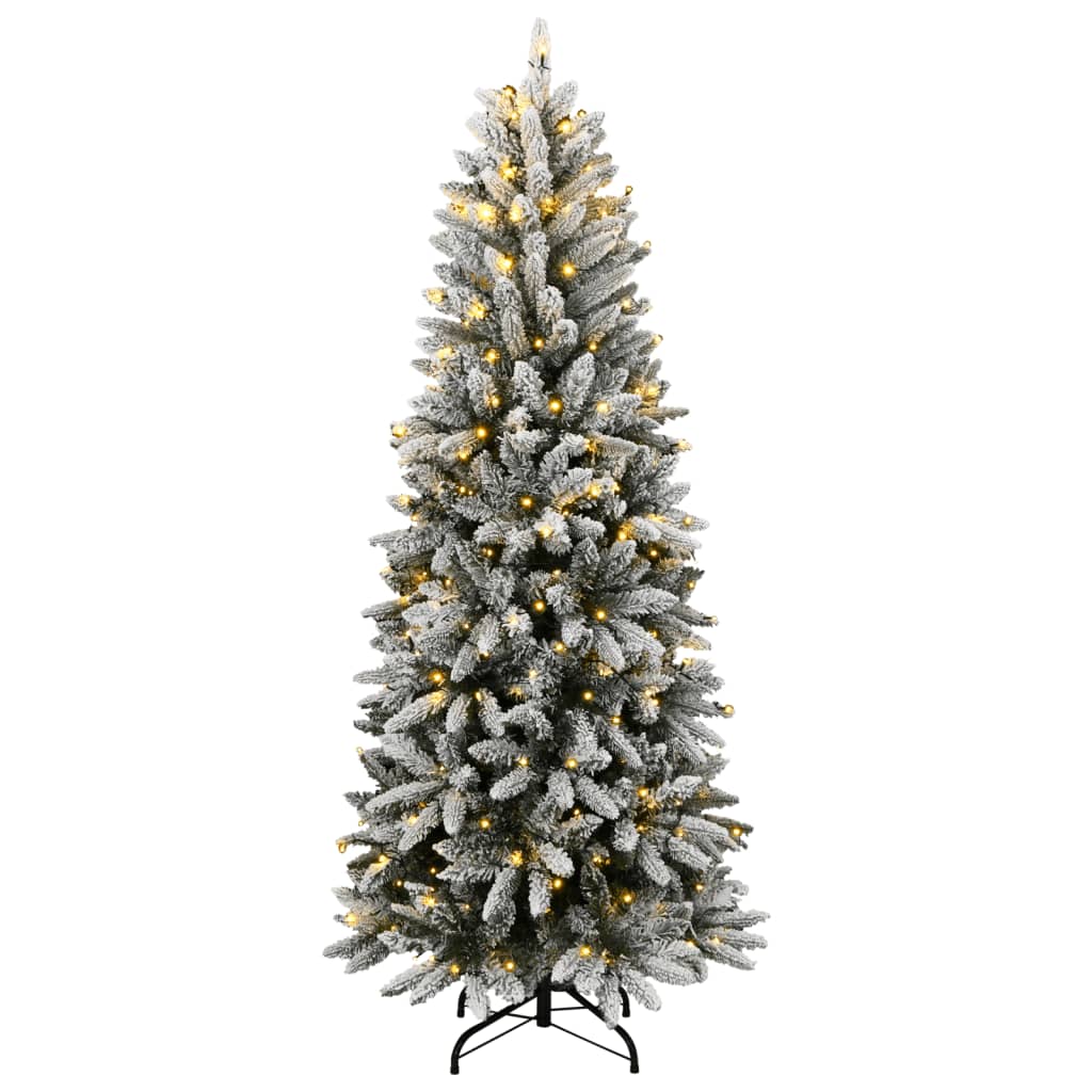 kunstigt juletræ med 300 LED'er og sne 240 cm