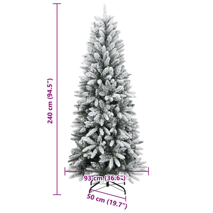 kunstigt juletræ med 300 LED'er og sne 240 cm