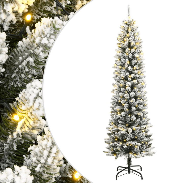 kunstigt juletræ med 300 LED'er og sne 210 cm