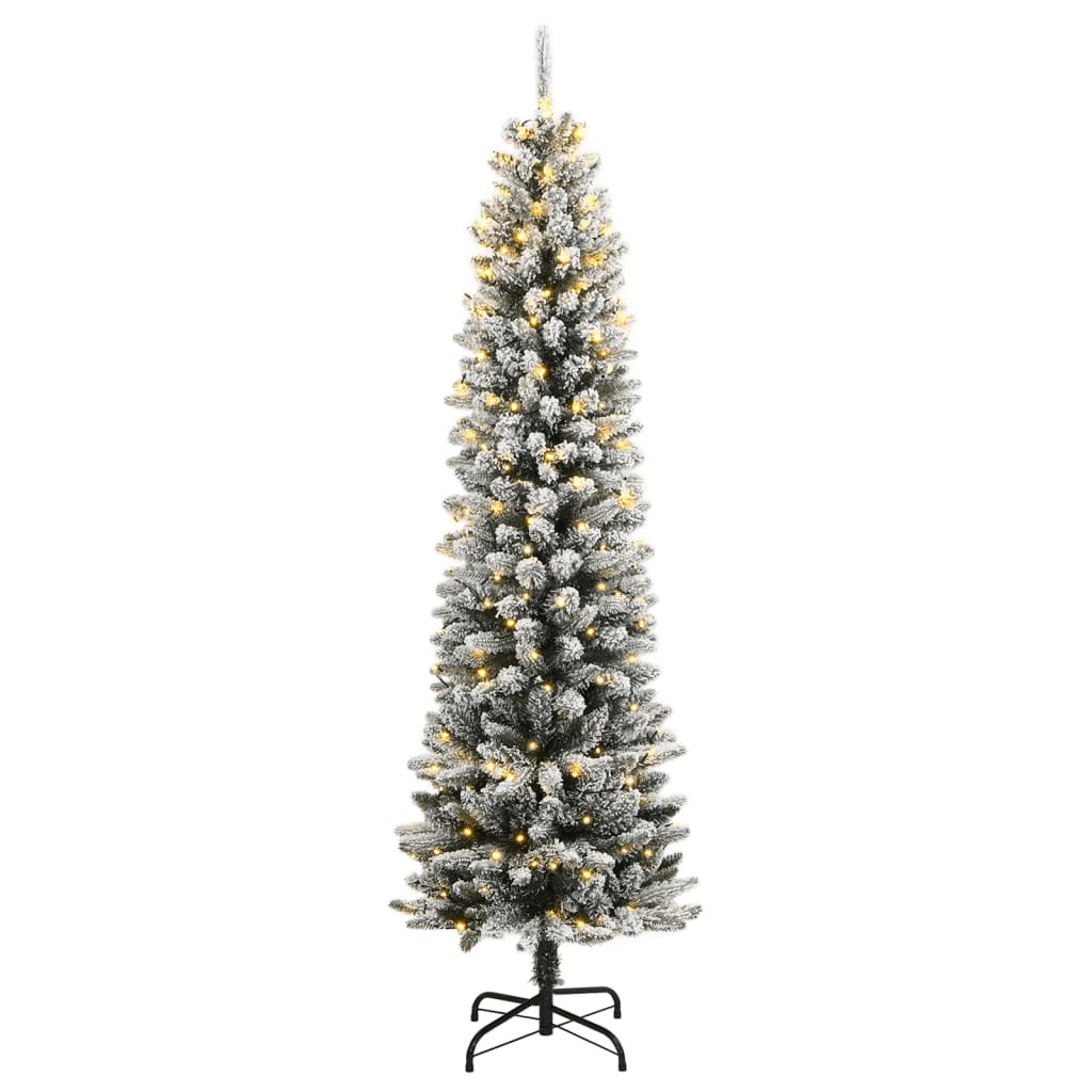 kunstigt juletræ med 300 LED'er og sne 210 cm