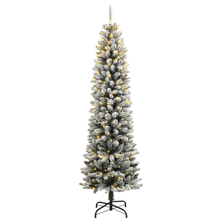 kunstigt juletræ med 300 LED'er og sne 210 cm