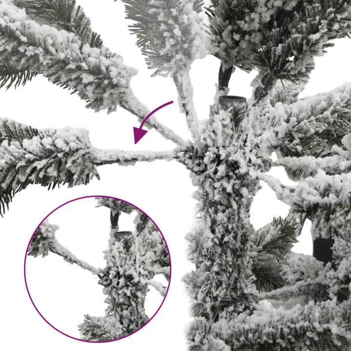 kunstigt juletræ med 300 LED'er og sne 210 cm