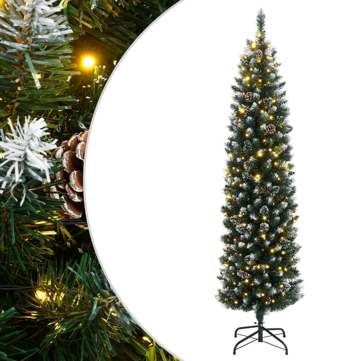 kunstigt smalt juletræ med 300 LED-lys 180 cm