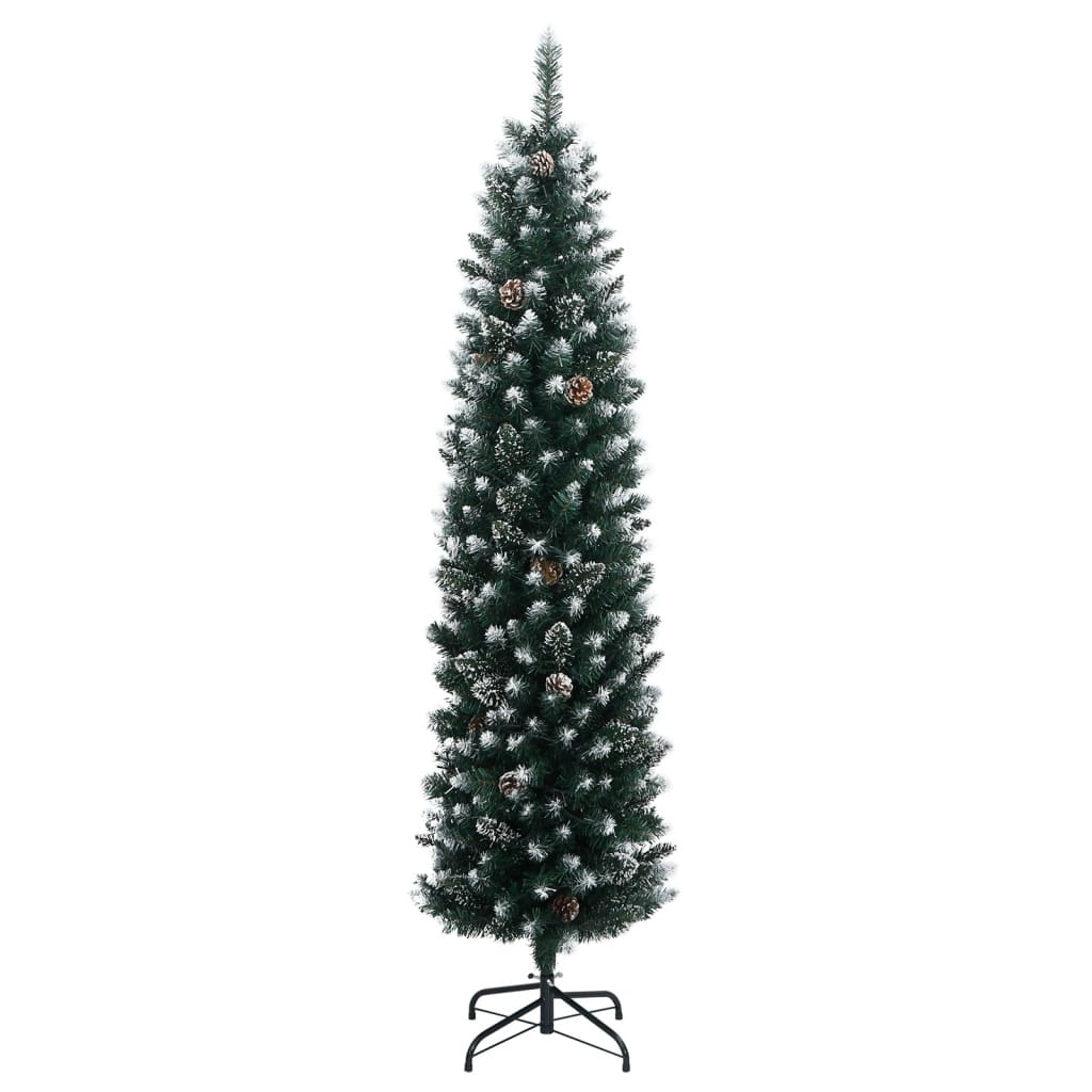 kunstigt smalt juletræ med 300 LED-lys 180 cm
